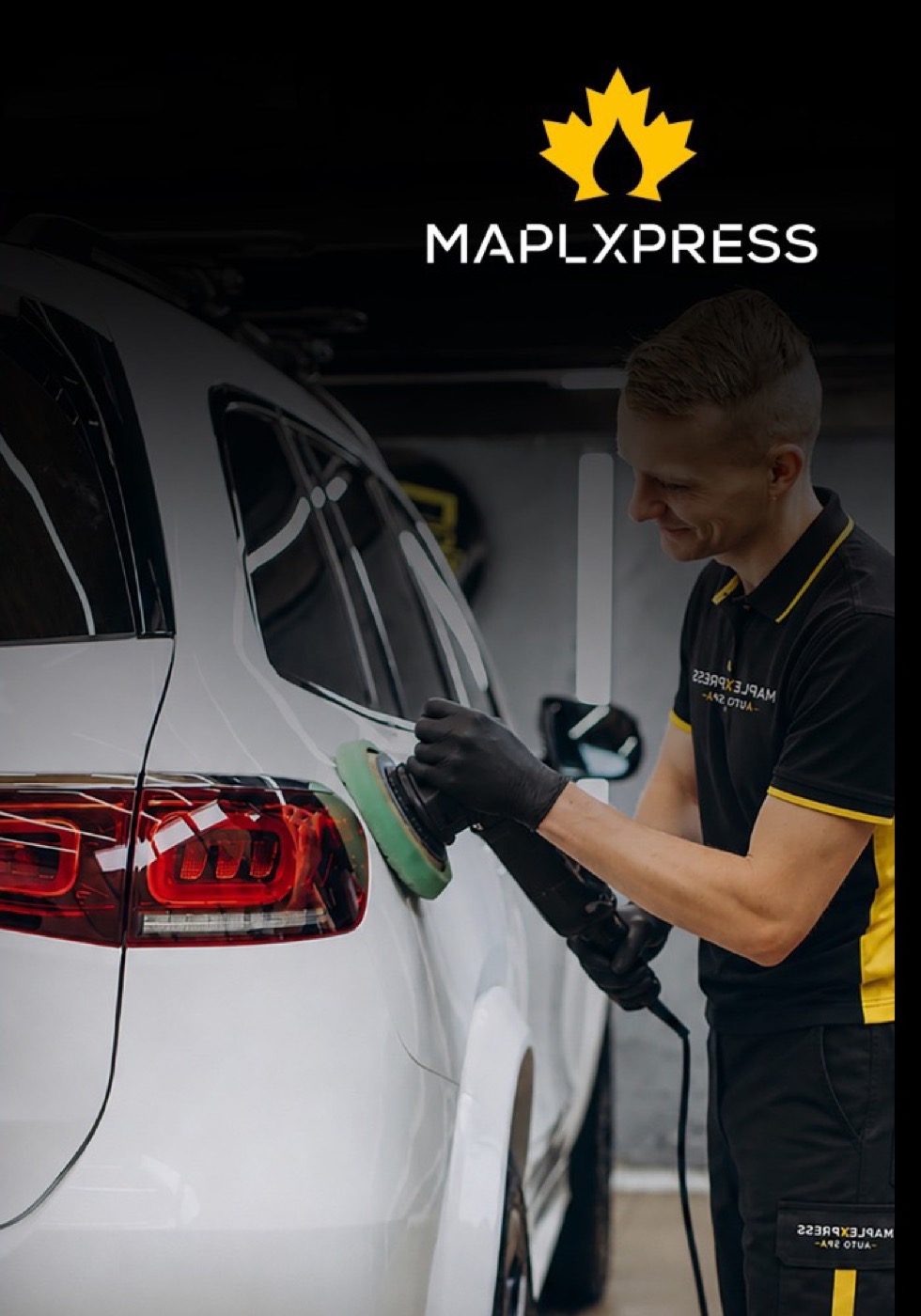 MaplXpress technician detailing a vehicle in Mississauga